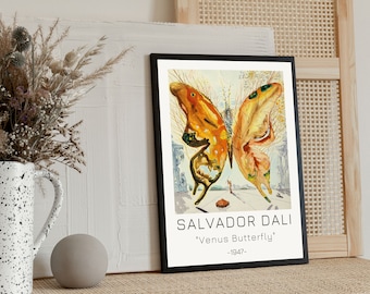 【額縁付き】 A2 ポスター サルバドール・ダリ 蝶 サルバドール ダリのヴィーナス蝶のプリント、サルバドール ダリ展