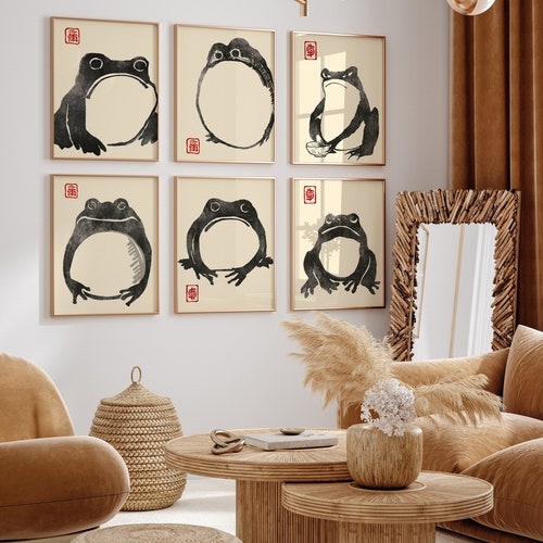 Set of 6 Matsumoto Hoji Frog Print, Matsumoto Hoji Frog Poster