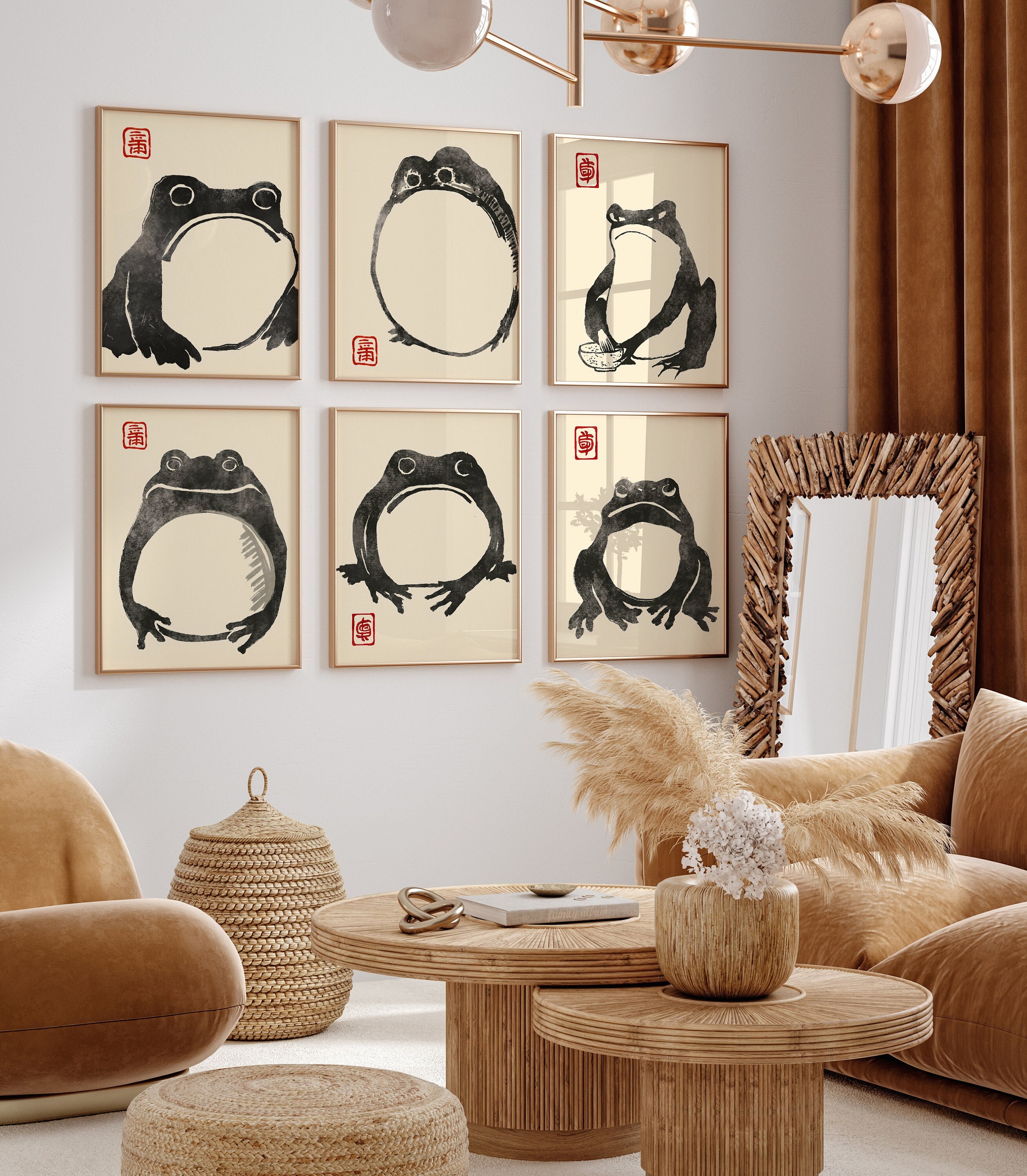 Set of 6 Matsumoto Hoji Frog Print, Matsumoto Hoji Frog Poster