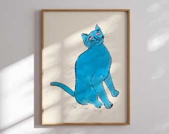 アンディ・ウォーホルの青い猫のポップアートポスター、アンディ
