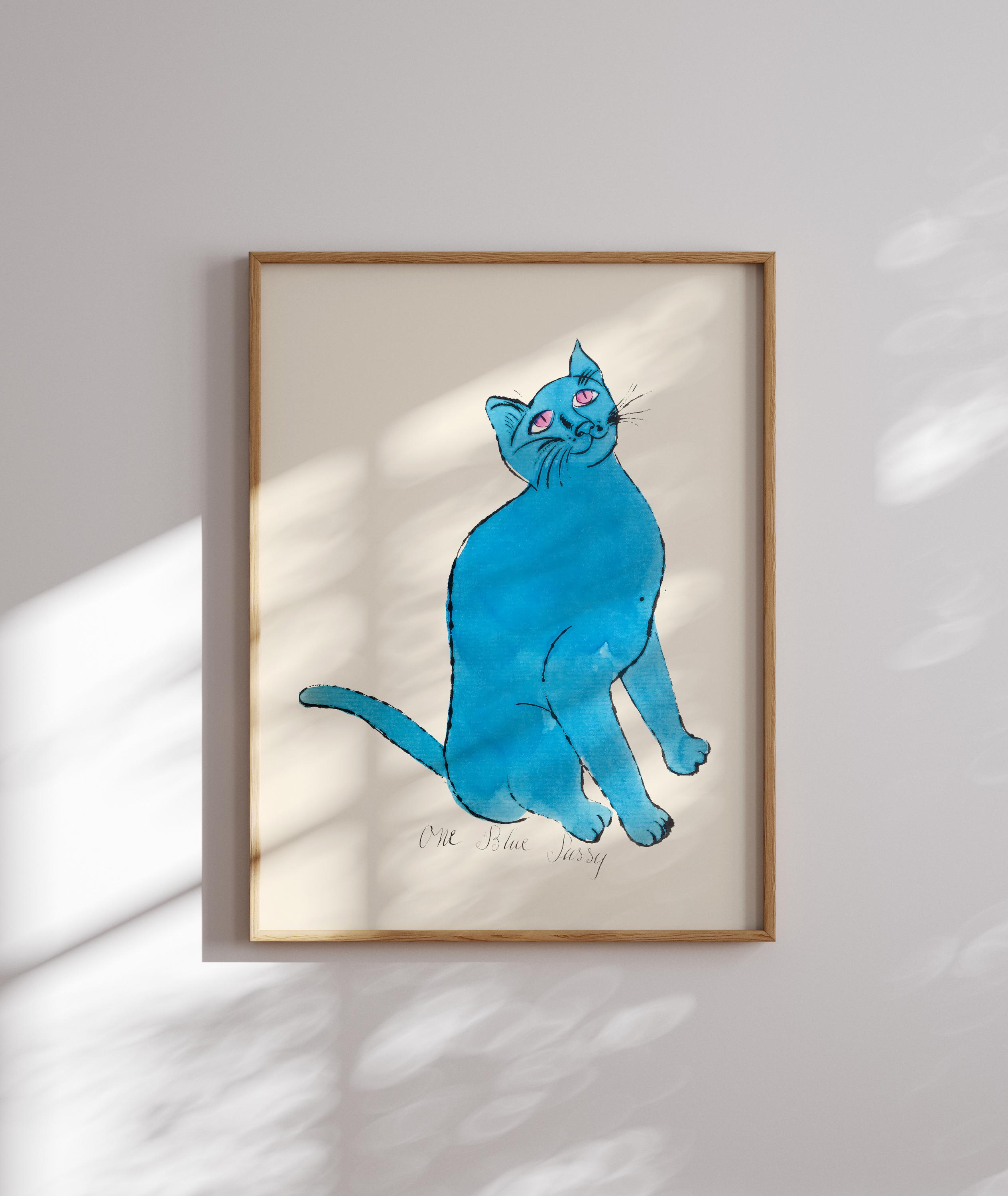アンディ・ウォーホルの青い猫のポップアートポスター、アンディ
