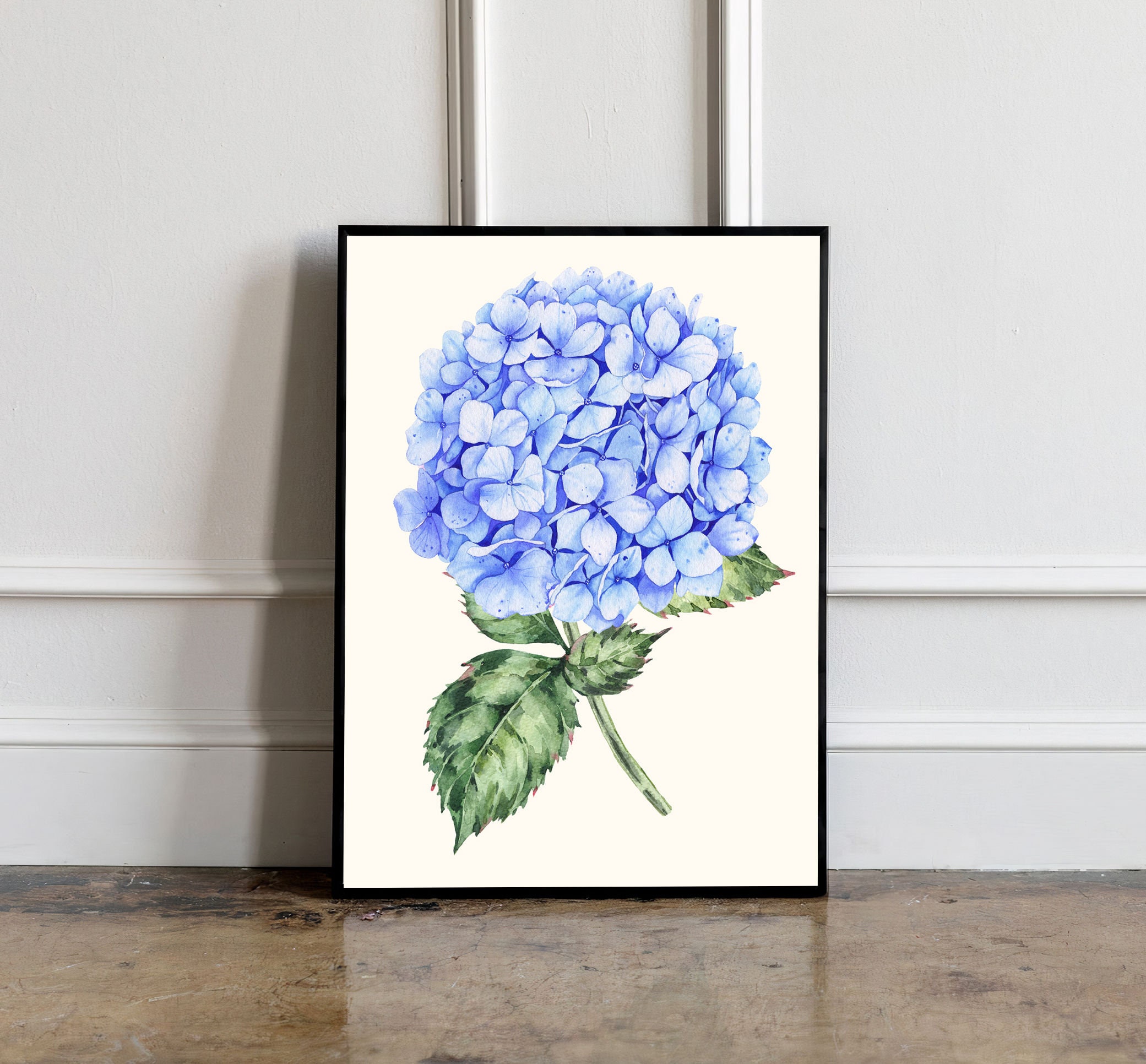 Hydrangea Floral Watercolor Wall Art Print Poster, Hydrangea Painting ...