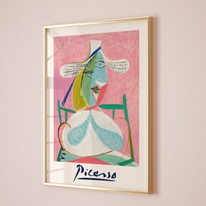 Pablo Picasso Female Exhibition Print, Pablo Picasso Exhibition poster, Minimalist Neutral Wall Art Print, Gift for mum, Scandinavian decor