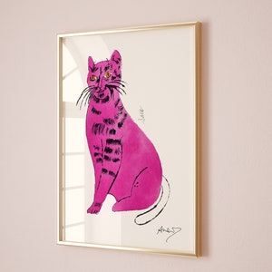 Andy Warhol Pink Cat pop art poster, Andy Warhol Pink Cat Print, Warhol wall decor, Cat Lover Print, Contemporary art print, Modern wall art