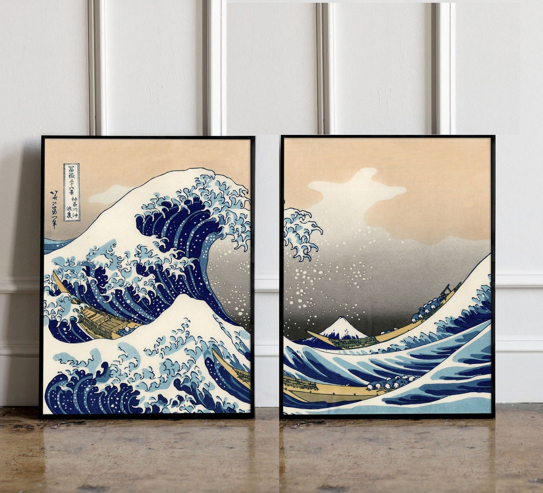 SET OF 2 Katsushika Hokusai Posters, the Great Wave Poster