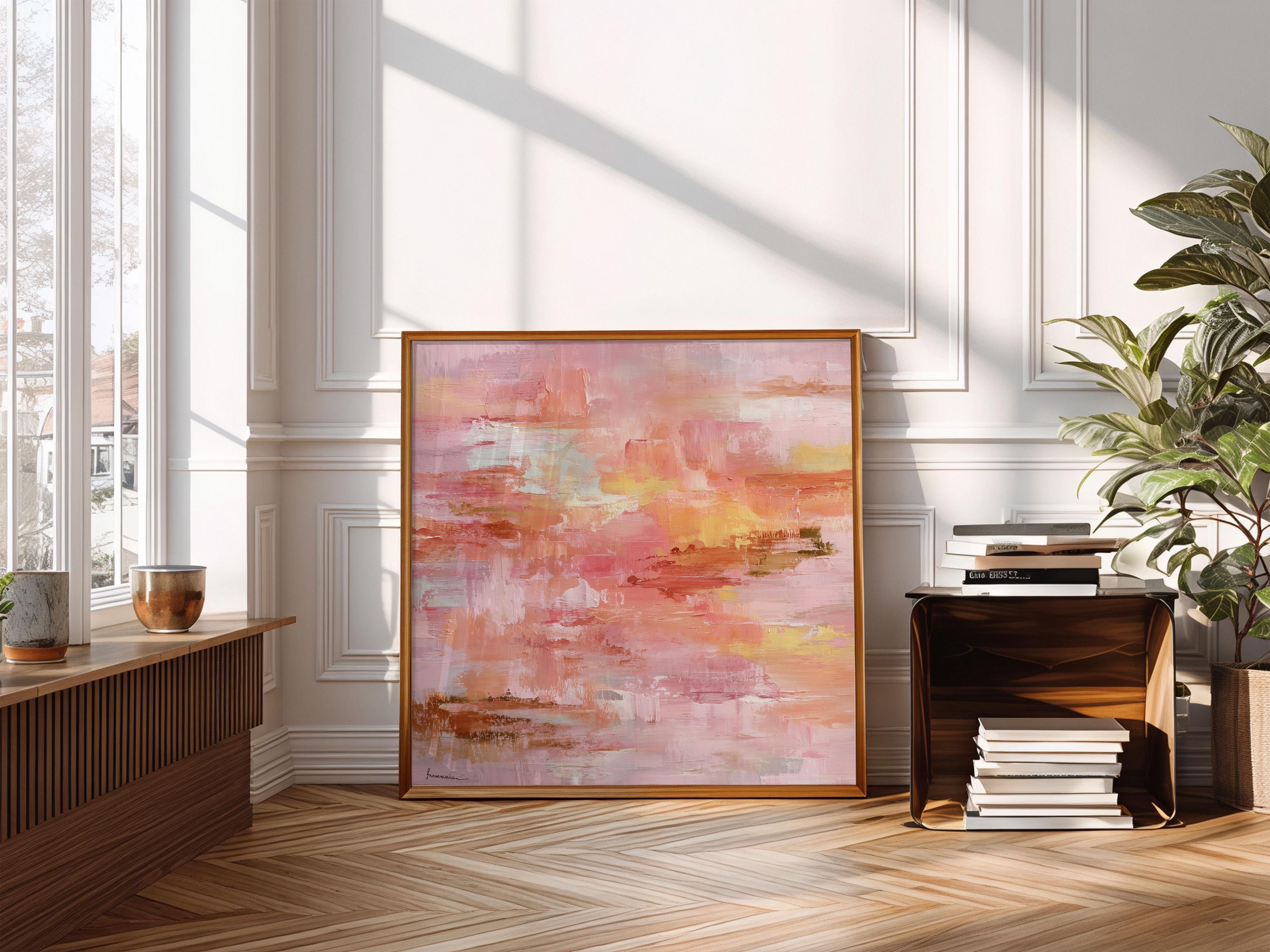 Orange and Pink Abstract Art Print, Minimalist Wall Decor, Modern ...