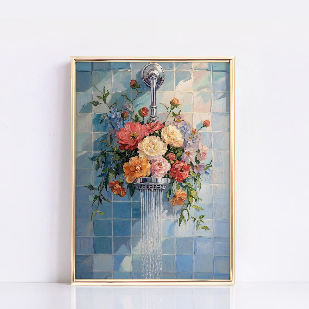 Botanical Bathroom Wall Art Print, Floral Bath Wall Decor, Shower Print ...