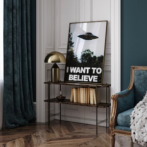 I Want to Believe vintage poster, Sci-fi poster, UFO print, Living Room Print, Retro sci fi art, I want to believe X files, Science poster imagem 2