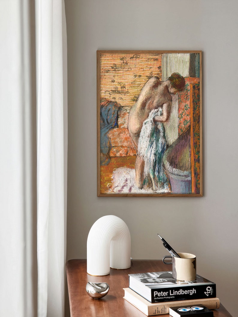 Après le bain par Edgar Degas, impression Après le bain 1885, affiche de l'exposition Degas, oeuvre d'art mural Degas, impression femme nue image 3