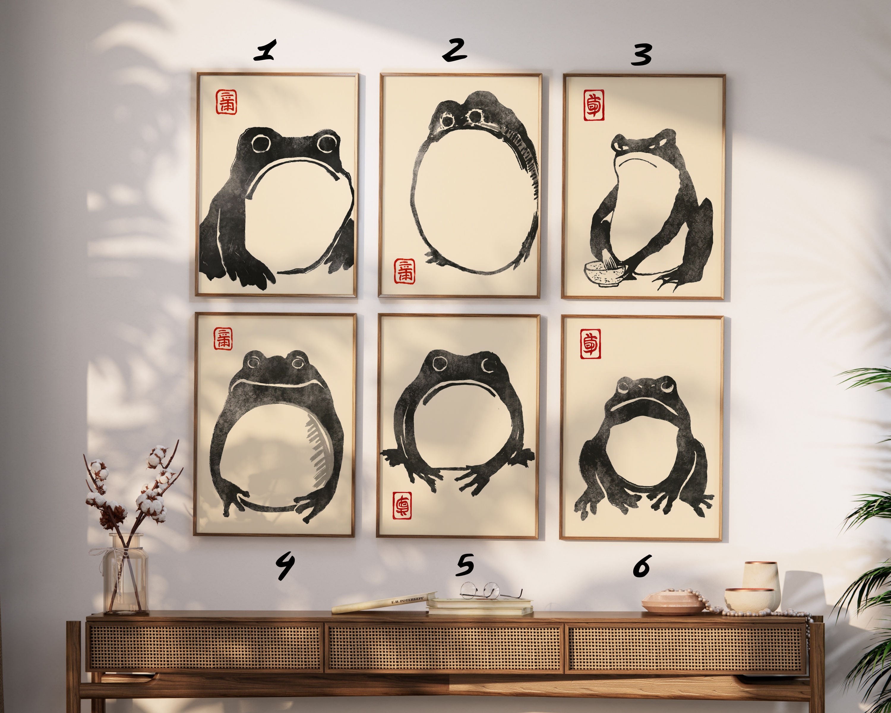 Set of 6 Matsumoto Hoji Frog Print, Matsumoto Hoji Frog Poster