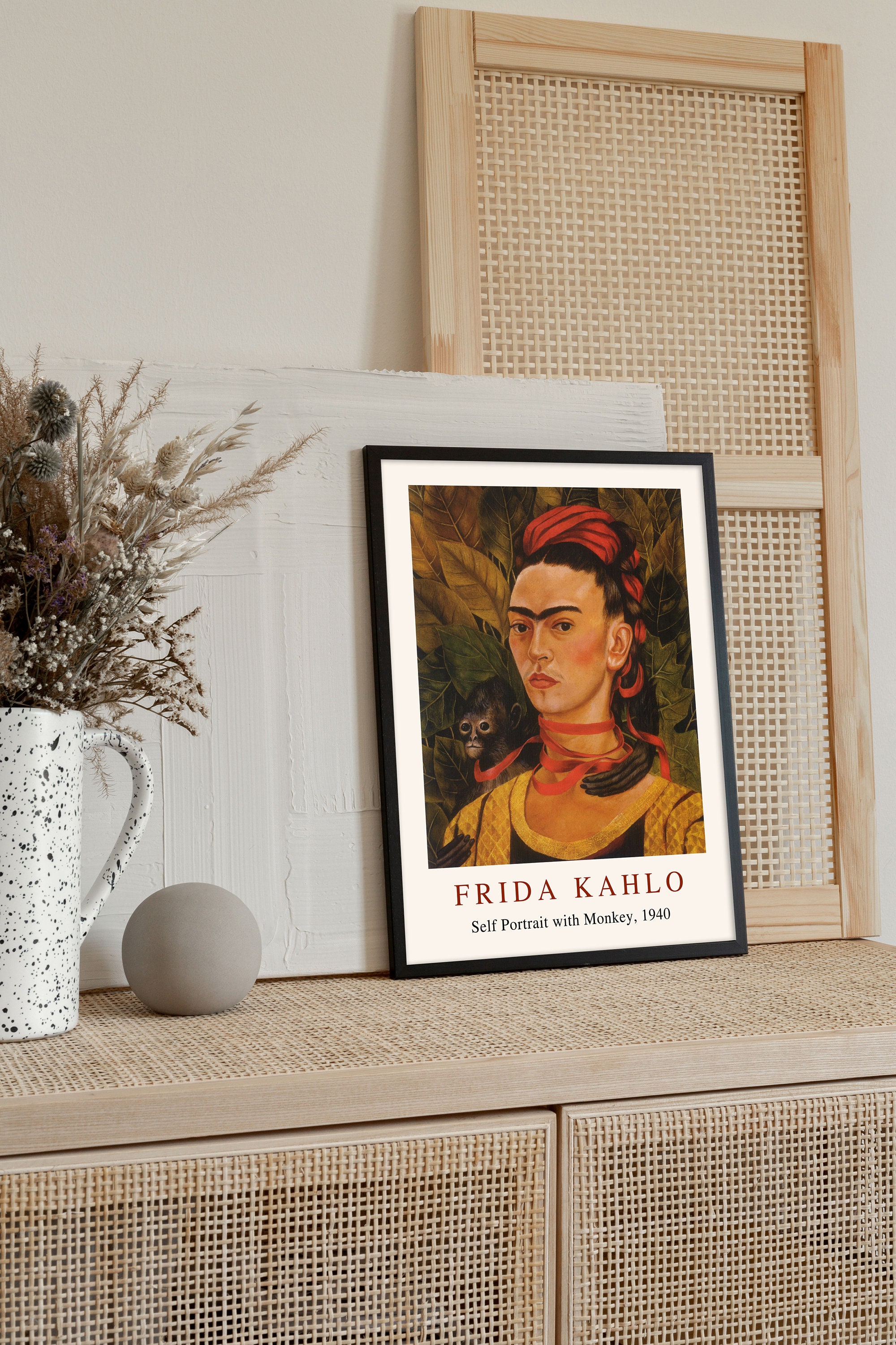 Frida Kahlo Self Portrait Print, Vintage Exhibition Print, Frida Kahlo ...