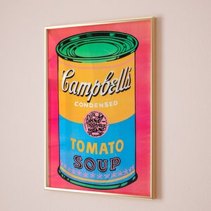 Póster de arte pop de sopa de tomate de Andy Warhol, impresión de sopa de tomate de Andy Warhol, póster de sopa Campbell, decoración de pared de cocina, decoración de pared de Warhol