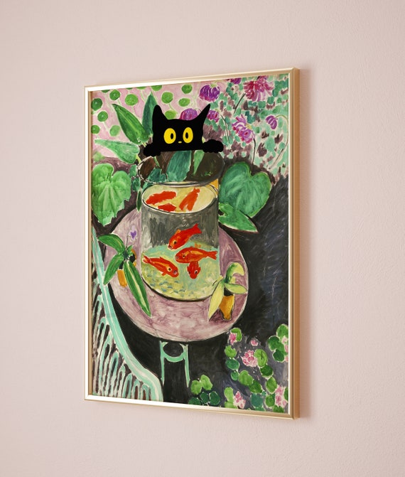 Henri Matisse Gold Fish With Black Cat Poster, Henri Matisse Wall