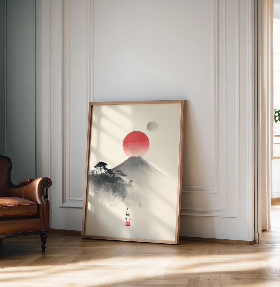 Mount Fuji Wall Art Print, Minimalist Japanese Landscape Poster, Zen ...