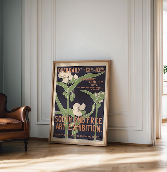 Affiche Art nouveau, affiche d'exposition Vinage, exposition d'art gratuite du sud de l'extrémité, impression artistique tendance