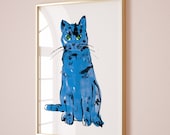 Andy Warhol Blue Cat Pop Art Poster, Andy Warhol Blue Cat Print