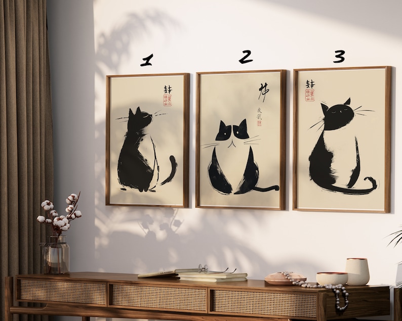 SET OF Matsumoto Hoji Cat Print, Matsumoto Hoji Cat Poster, Japanese ...