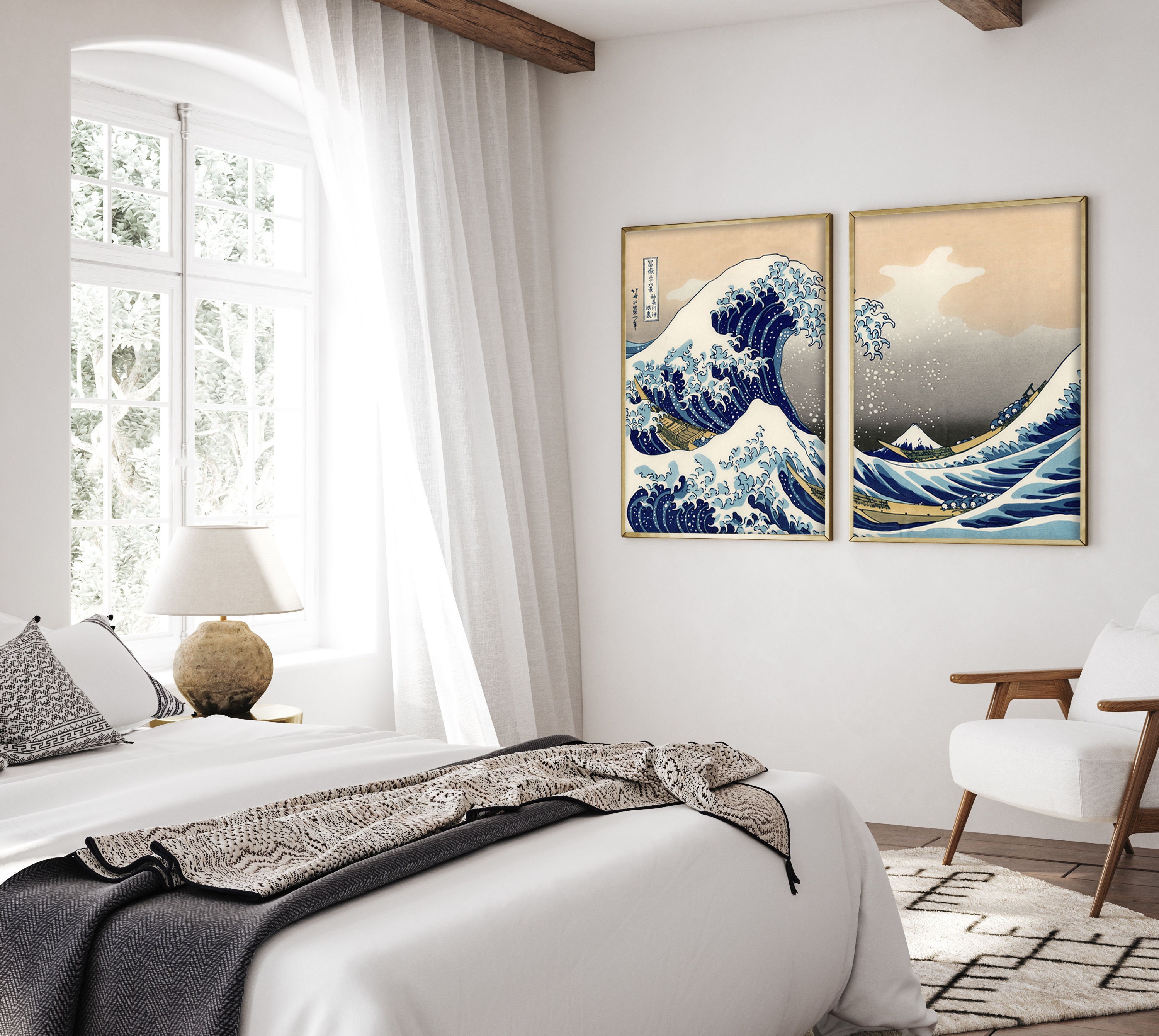 SET OF 2 Katsushika Hokusai Posters, the Great Wave Poster
