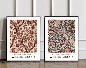 SET OF 2 William Morris Posters, William Morris Print, William Morris Art, Vintage Poster, Floral Print, William Morris Exhibition Print
