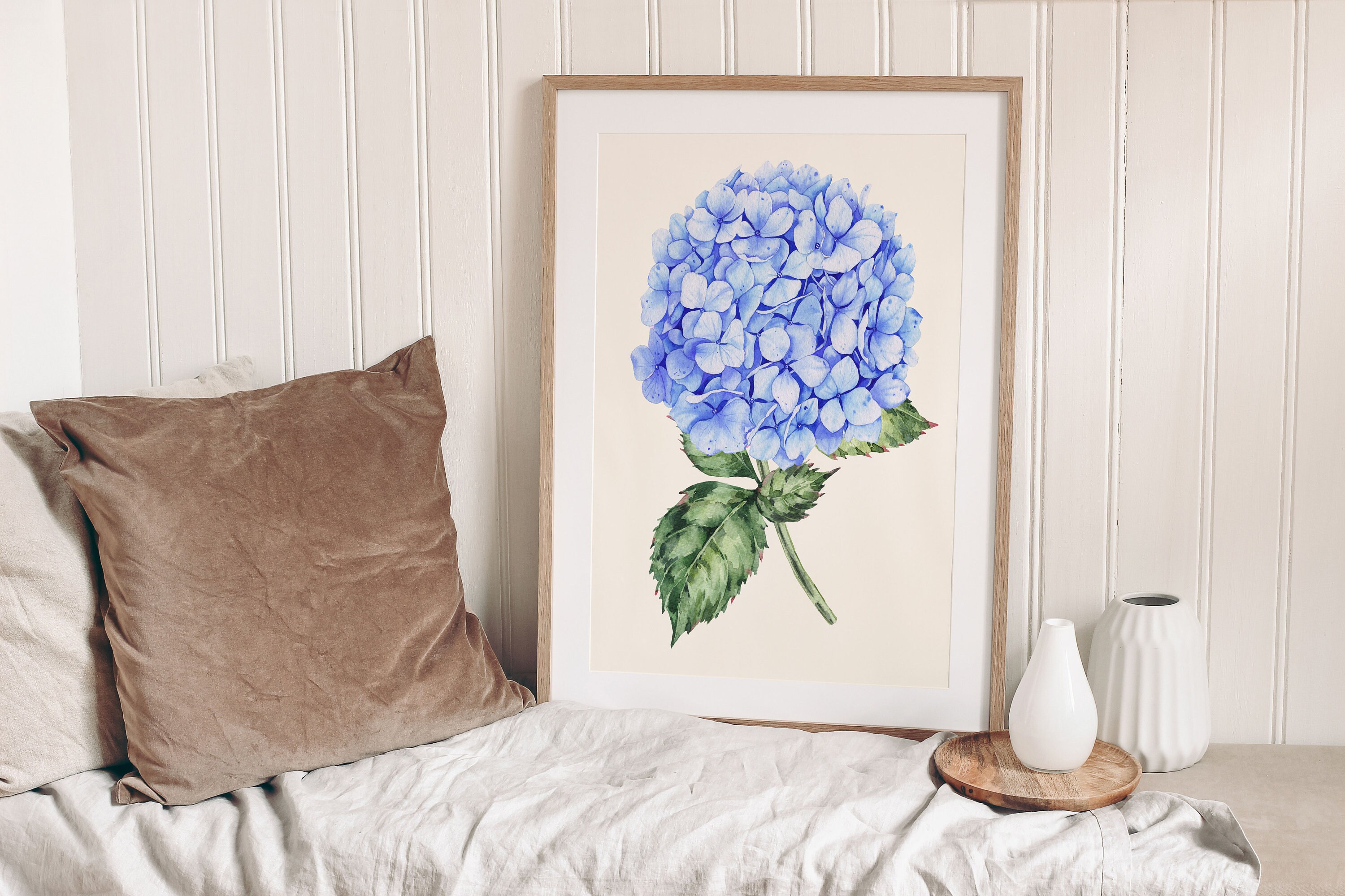 Hydrangea Floral Watercolor Wall Art Print Poster, Hydrangea Painting ...