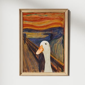 Edward Munch famoso dipinto, L'urlo stampa, idea regalo di compleanno, regalo unico, arte murale vintage alla moda, stampa animalier, poster umoristico