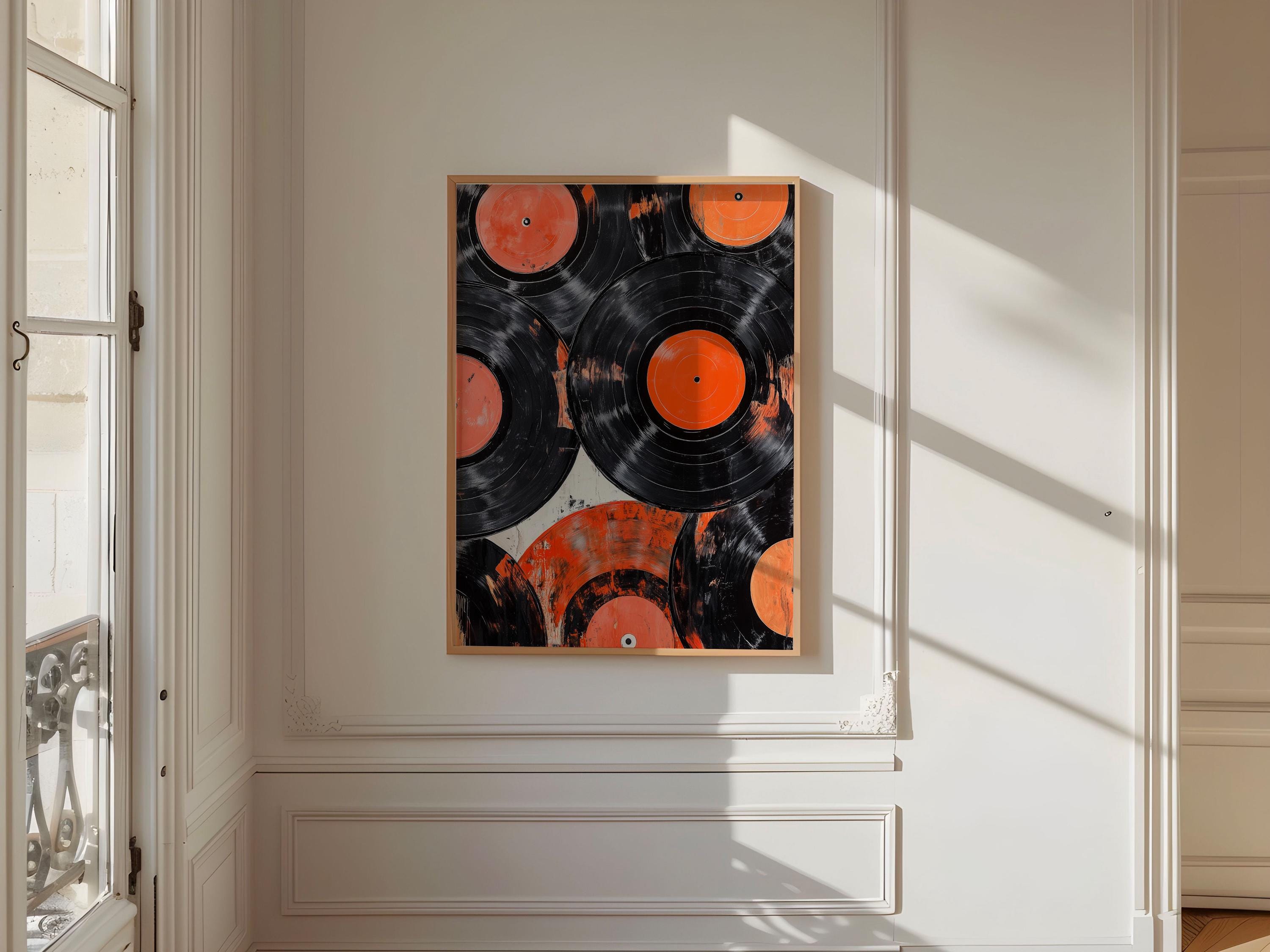 Vintage Vinyl Records Wall Art Print, Retro Music Lover Decor