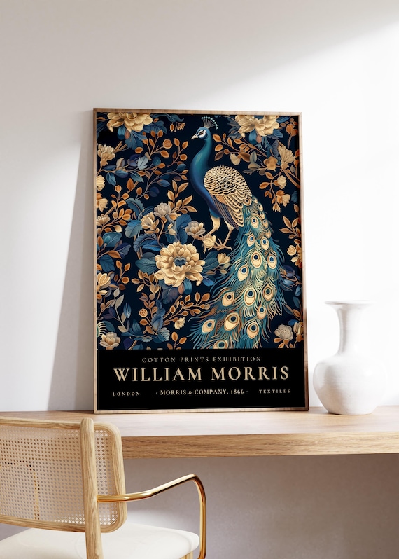 William Morris Peacock Wall Art Print, William Morris Poster
