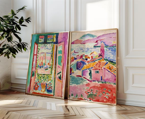 SET OF 2 Henri Matisse Posters set, Open Window Poster,  View of Collioure Print, Henri Matisse wall art, Henri Matisse wall set, Gift idea