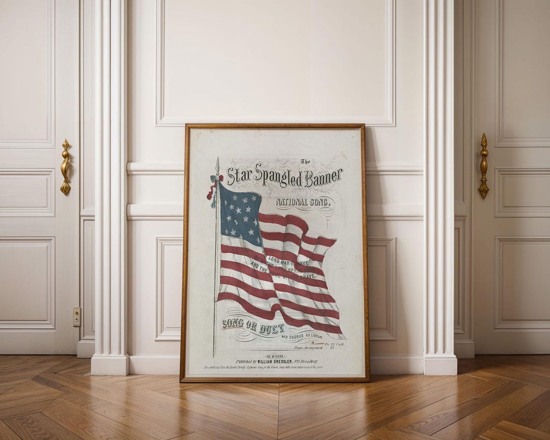 Coastal American Flag Wall Art, 4th of July Print, Vintage American ...