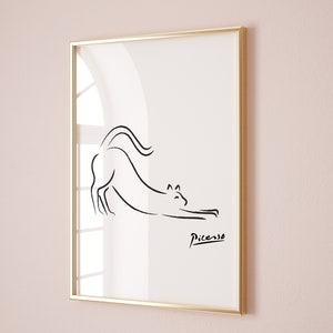 Póster de Pablo Picasso - Gato, póster de la exposición de Picasso, póster de arte lineal de la exposición de Picasso, dibujo lineal minimalista, impresión de regalo, decoración del hogar