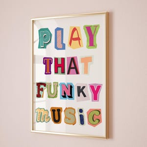 Play That Funky Musik-Druck, Retro, 70er Jahre Musik, Beliebtes Lied-Poster, Musiktext-Wandkunst, Retro-Musikdruck, Musikwandkunst, lustige Bar-Kunst