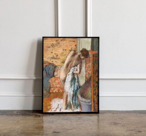 After the Bath by Edgar Degas Print,  After the Bath 1885 Poster, Degas Exhibition Poster, Degas wall Art, Naked Woman print