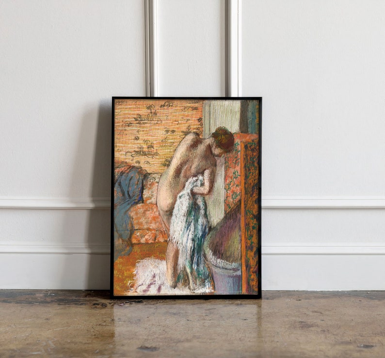 Après le bain par Edgar Degas, impression Après le bain 1885, affiche de l'exposition Degas, oeuvre d'art mural Degas, impression femme nue image 1