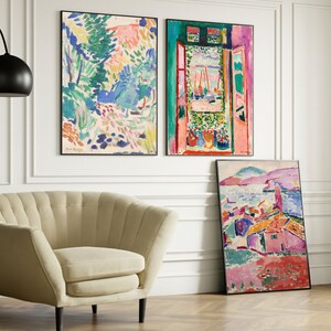 SET OF 3 Henri Matisse Posters, Open Window Poster, View of Collioure Print, Henri Matisse print, Matisse Exhibition poster, Matisse print