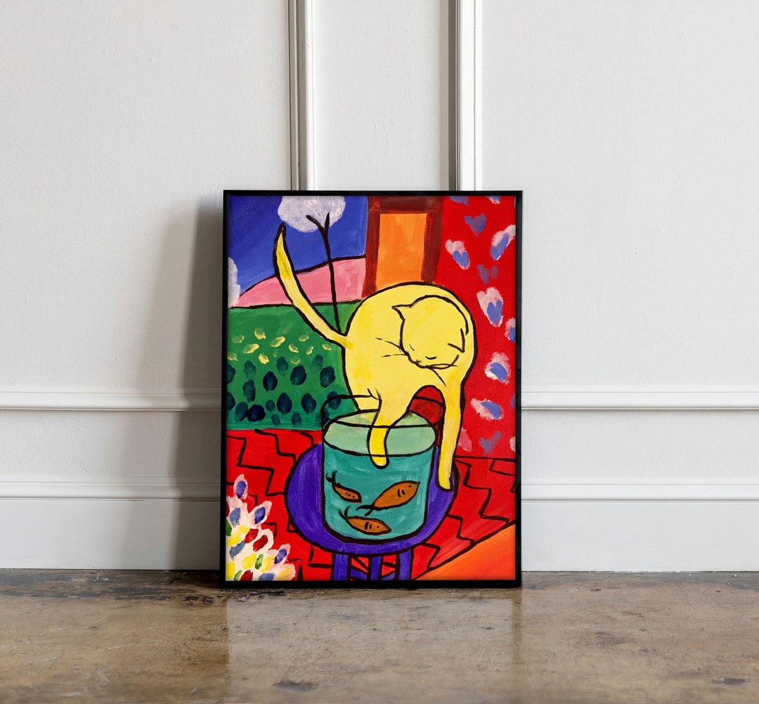 Henri Matisse Cat With Red Fish Poster, Henri Matisse Wall Art, Henri Matisse Cat Print