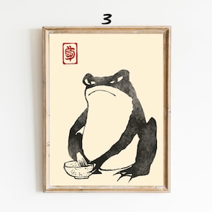 SET OF 3 Matsumoto Hoji Frog Print,Matsumoto Hoji Frog Poster, Japanese Frog Print, Japanese VIntage Wall Art, Japanese woodblock print image 5