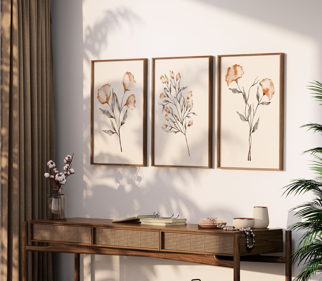 Watercolor Botanical Print Set of 3, Vintage Print, Set of 3 Botanical ...