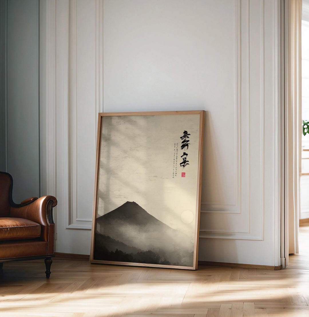 Mount Fuji Wall Art Print, Minimalist Japanese Landscape Poster, Zen ...