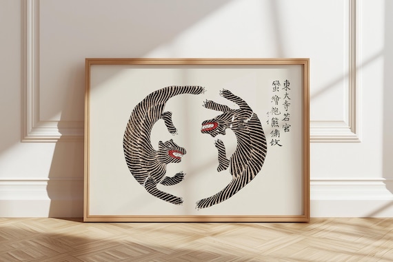 Japanese vintage woodblock print by Taguchi Tomoki, Japandi tiger Poster, Japanese Print, Japanese VIntage Art, Japandi woodblock Poster