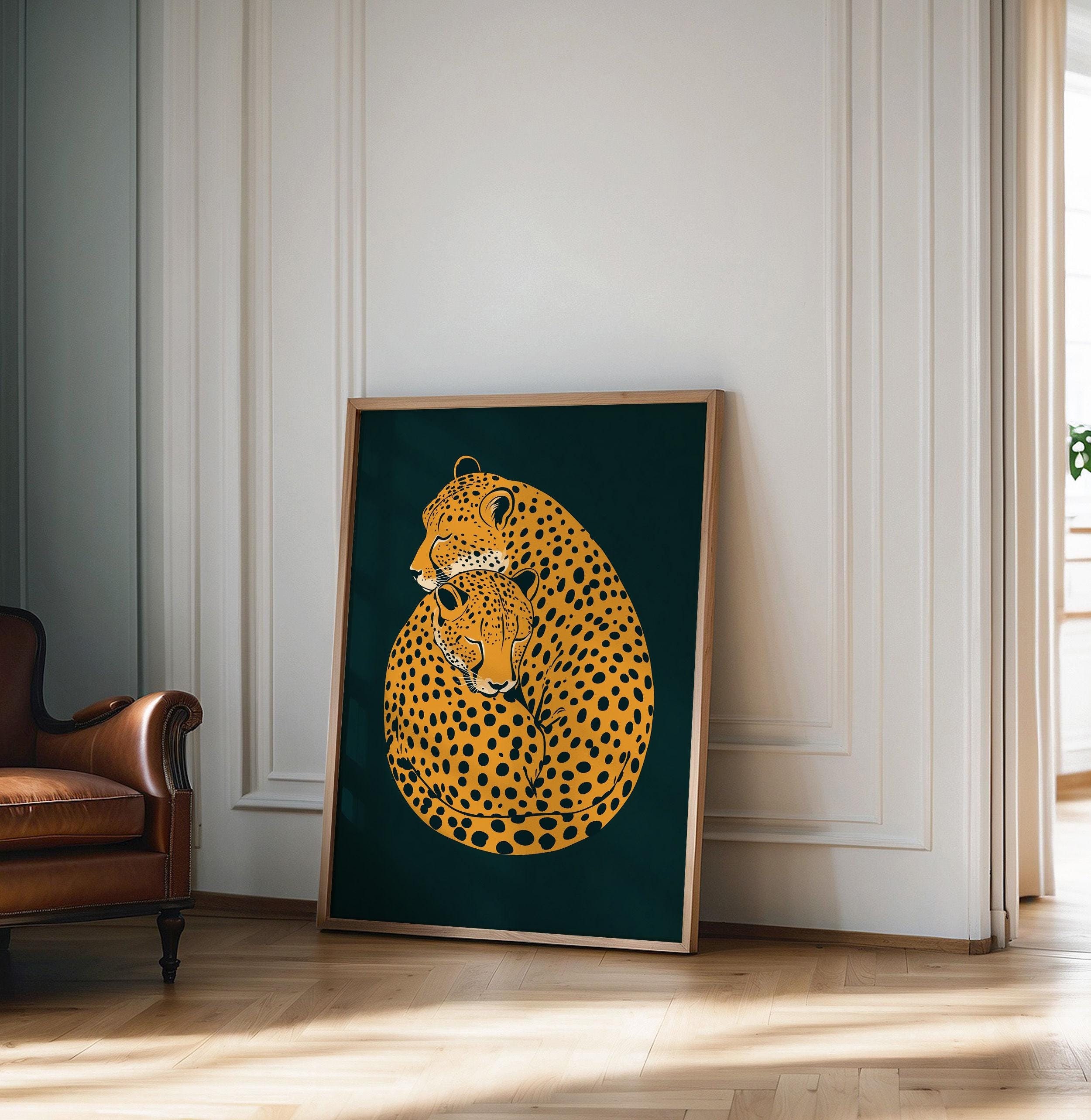 Cheetah Print, Emerald Green Leopard Print, Dopamine Decor, Retro