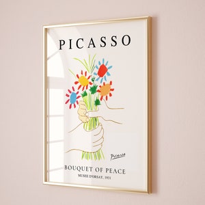 Picasso - Blumenposter, Picasso-Ausstellungsposter, Picasso-Ausstellungs-Line-Art-Poster, minimalistische Linienzeichnung, Geschenkdruck, Wohndekoration