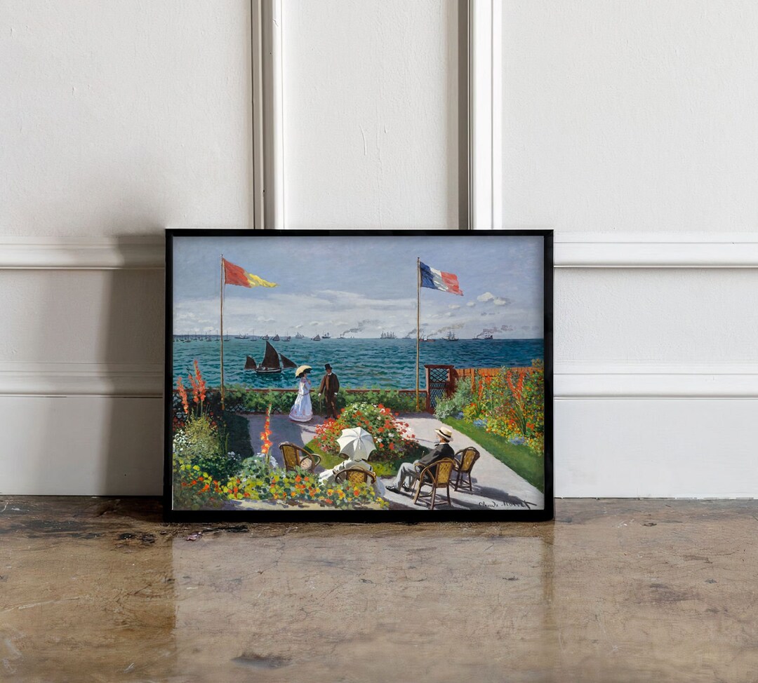 Claude Monet Garden at Sainte-adresse 1867 Poster, Claude Monet