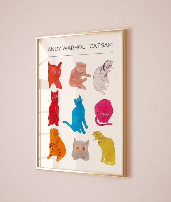 【模写】【限定100部・証明書付】Andy Warhol「Sam」猫 ポスター 模写】【限定100部・証明書付】Andy Warhol「Sam（レッド）」猫