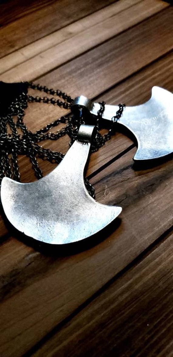 Silver Axe Head Pendant Necklace Etsy