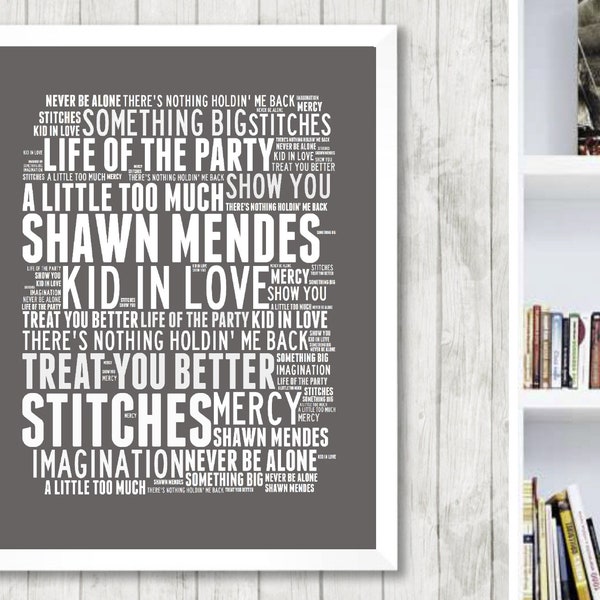 PRINTABLE Shawn Mendes Music Songs Poster Art Print. Stitches,Never be alone,Something Big,Mercy. Digital Download. Poster Wall Painting