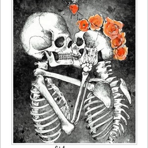 PRINTABLE Art Print L'amoureux the Lovers Skull Skeleton Tarot Card ...