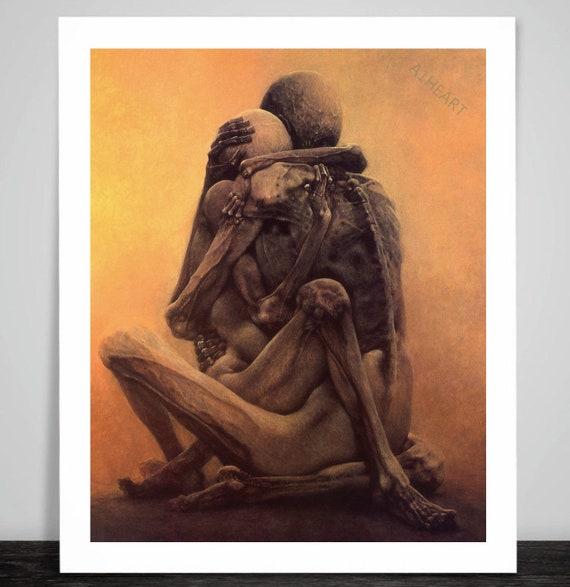 The Deathly Embrace by Zdzislaw Beksinski Art Picture Etsy Finland