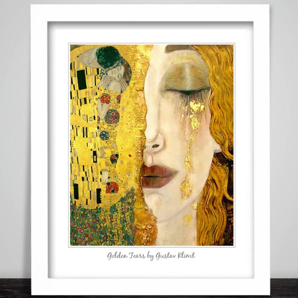 PRINTABLE Golden Tears Love Lost as Gustav Klimt, impresión de arte de póster enmarcado. También el beso, Judith. Descarga digital. Lienzo de pintura de pared