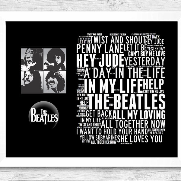 PRINTABLE The Beatles Music Songs Poster Art Print. Hey Jude, Get Back, She Loves You,Help. Digital Download. Poster Wall Painting Canvas