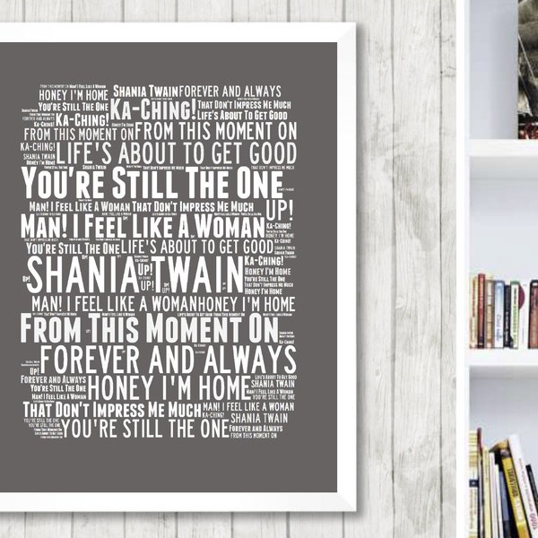 PRINTABLE Shania Twain  Music Songs Poster Art Print.You’re Still the One, Man! I Feel Like a Woman. Digital Download. Poster Wall Painting